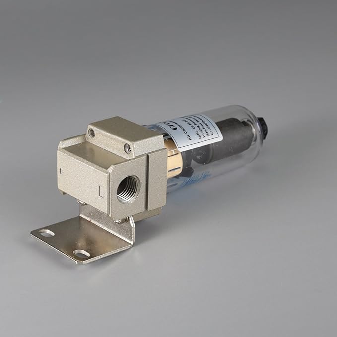 CrocSee C1.8C.027 1/4" NPT Thread 26CFM Automatic Drain Air Compressor Compressed In Line Particulate Moisture Water Trap Filter Separator with Mount