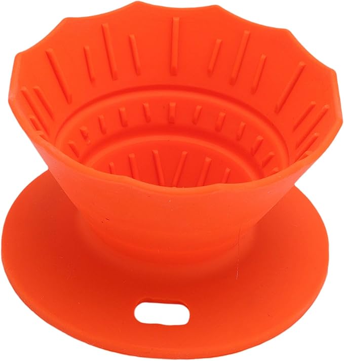Pour Over Coffee Dripper Silicone Food Grade Portable Hand Brewed Coffee Filter Cup for Travel Outdoor Camping Home Use Lightweight Foldable Easy to Clean Dishwasher Safe Durable (Orange Red)