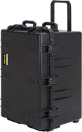 MEIJIA Portable All Weather Waterproof Camera Case,Customizable Fit Foam with Rolling Wheels and Retractable Pull Handle,33.25"X24.4"X19.3"