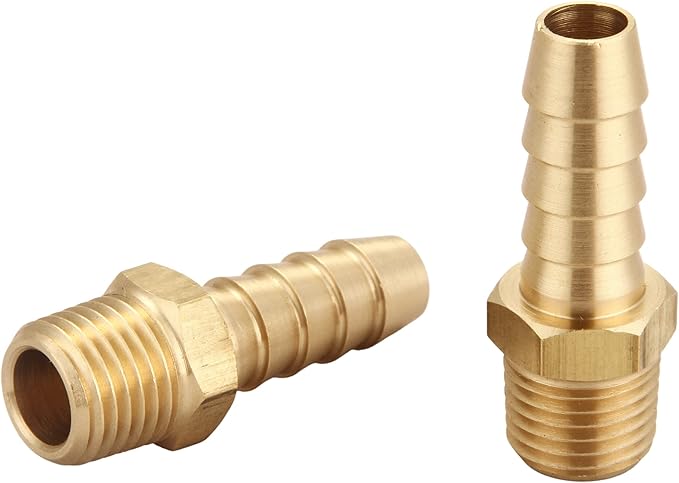 TANYA HARDWARE 3/8" Barb to 1/4" NPT Male Thread Air Hose Repair Kit - 4 Piece Brass Barbed Fittings