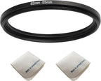 62mm Lens to 55mm Camera Lens Adapter 62mm to 55mm Step Down Ring Adapter Ring for All Brands of UV ND CPL, with Premium Lens Wiping Cloth 2 Pack (62mm-55mm)