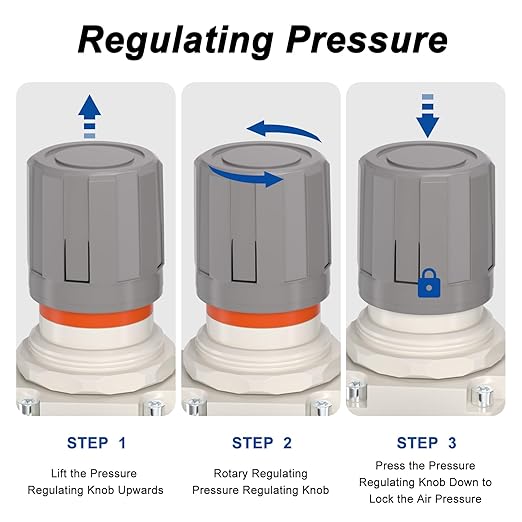 AIRZOE 3/4" NPT Compressed Air Filter Regulator Lubricator Combo, Air Compressor Water Separator AC4010-06,5 Micron Brass Element Semi-Auto Drain,0-145 psi Gauge