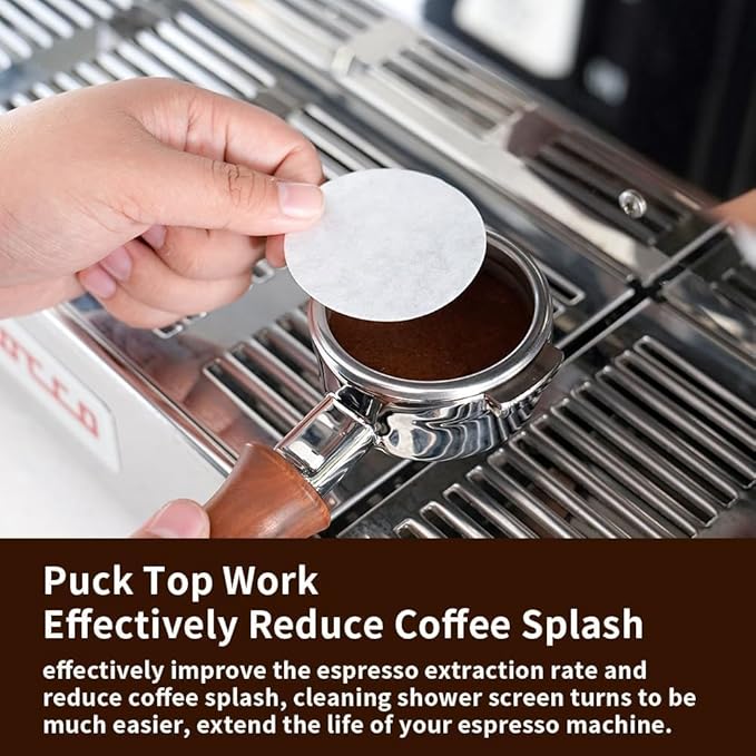 watchget 53mm Espresso Paper Filters - 500 Pcs Unbleached Coffee Filter Papers for Espresso Machine Puck Screen, Compatible with 54mm Portafilter Baskets, Replacement Paper Filters for Barista Tools