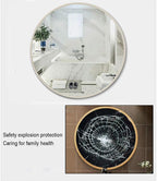 Round LED Bathroom Mirror Demister Pad IP44 Vanity Large Mirror Cold Light Dressing Wall Mirror (Color : Cold Light Size : 60cm) (Gold 80cm)