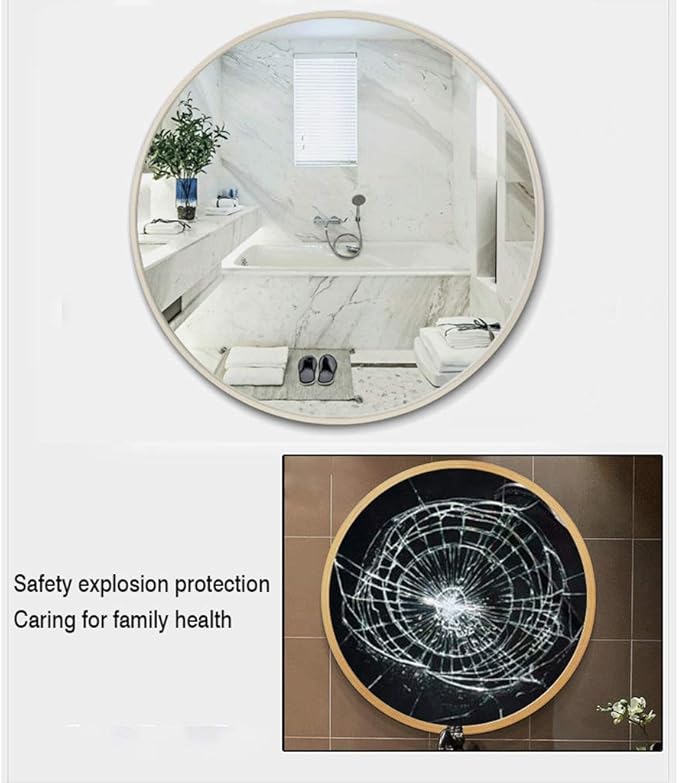 Round LED Bathroom Mirror Demister Pad IP44 Vanity Large Mirror Cold Light Dressing Wall Mirror (Color : Cold Light Size : 60cm) (Black 80cm)