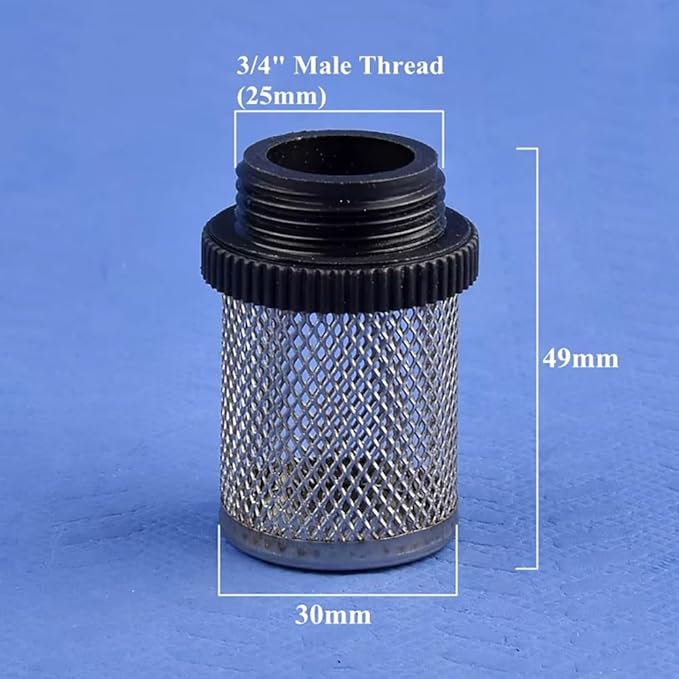 Durable 304 Stainless Steel Water Filter Screen - 1/2" to 2" External Thread for Aquariums, Ponds, Hydroponics(20Pcsx3/4In)