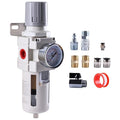 1/2 Inch NPT Air Filter Regulator Combo Piggyback, Air Compressor Water Separator, Air Line Dryer, Semi-Auto Drain, Air Pressure Regulator AW4000-04, 0-150 PSI Gauge