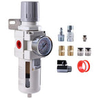 1/2 Inch NPT Air Filter Regulator Combo Piggyback, Air Compressor Water Separator, Air Line Dryer, Semi-Auto Drain, Air Pressure Regulator AW4000-04, 0-150 PSI Gauge