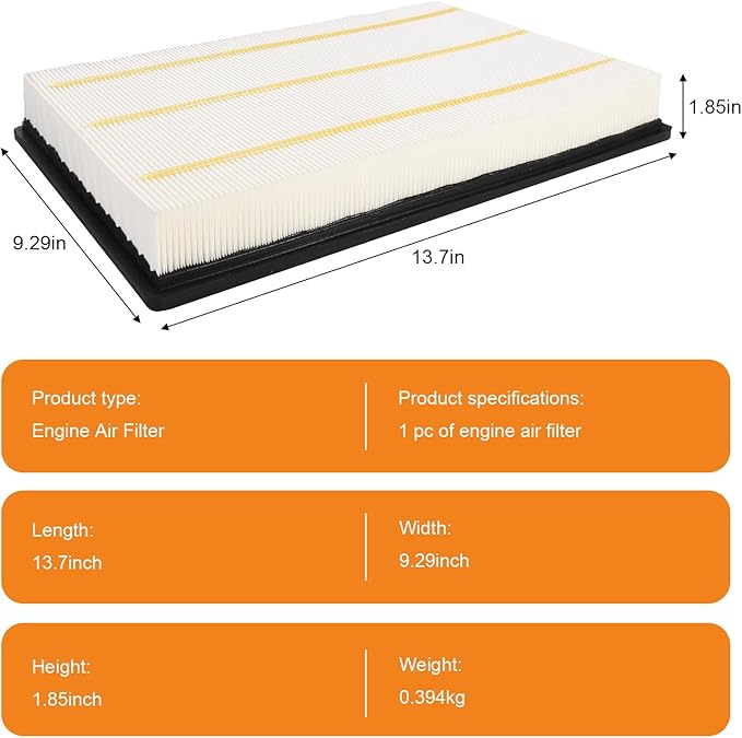 Engine Air Filter for Ram 1500, 1500 Classic, 2500, and 3500 | 53032404AA、68441763AA、53032404AC、68386779AA、53032404AB、68319604AA