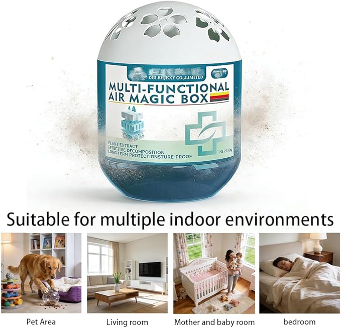 Air Magic Box, Indoor Air Purification Dust Removal Magic Box, Requires No Electricity, Silent Automatic Vacuuming, Long Lasting Fresh Air Gel 4.23 Oz for Any Corner (3PCS)