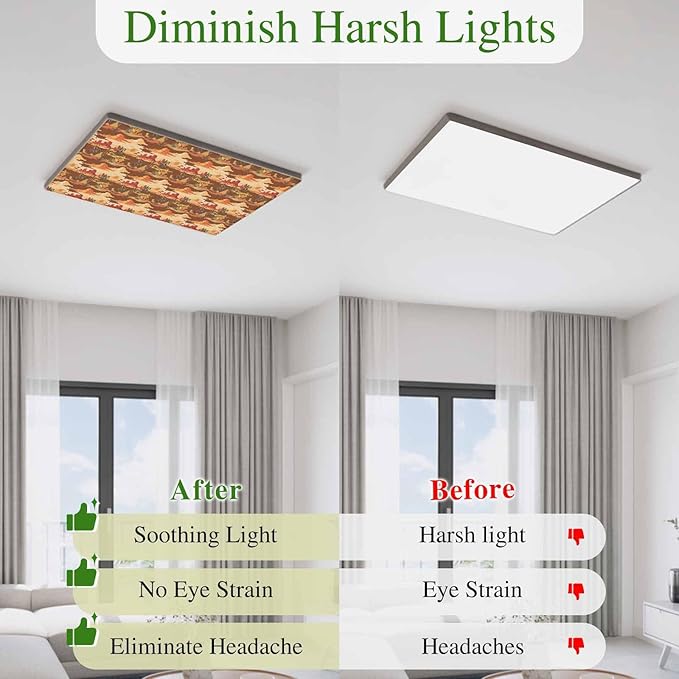 Tropical Plant Cactus Fluorescent Light Covers 3 Pack Western Cowboy Horse Sunset Deserts Brown Magnetic Fluorescent Ceiling Lights Filters for Office Classroom Home Drop Ceiling 4x2 Feet