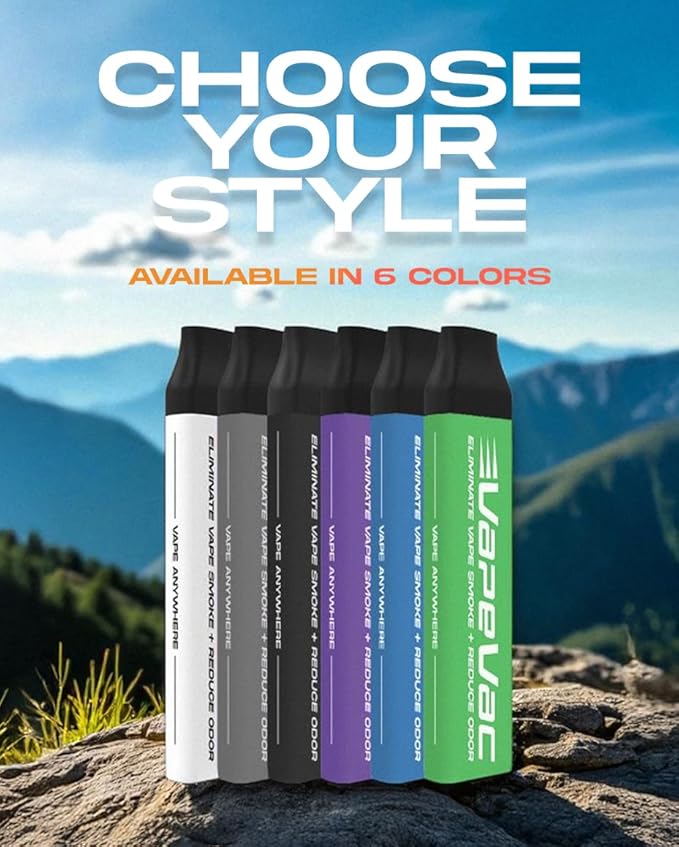 VapeVac(Registered AMZ Brand) – Pocket-Sized Personal Air Filter for Discreet Output Reduction | Minimizes Odor, Keeps Air Fresh | Not an Emission Device – 500+ Uses (Purple)