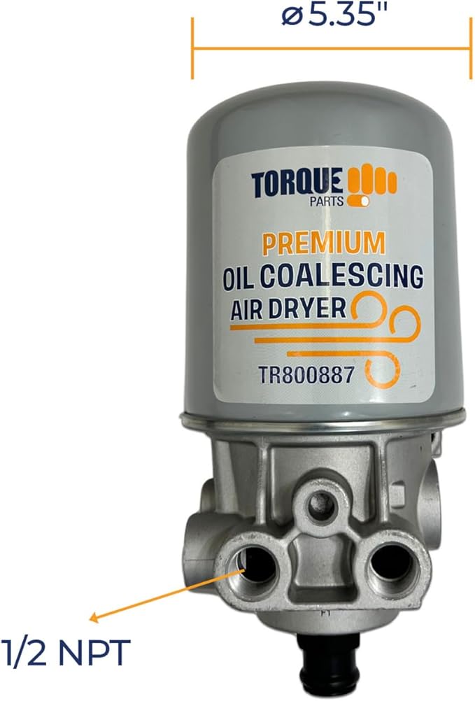 Torque 800887 AD-SP Style Air Dryer for Freightliner, Peterbilt Replaces 065691 Bendix: 800887 65691 109991 Haldex: 10991X Meritor: R95510991X (TR800887)