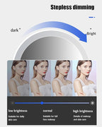 JSLJDM 500X500 mm Illuminated Backlit LED Bathroom Mirror, Wall Mounted Multifunction Bathroom Vanity Mirror with Lights and Demister Pad, Energy-Saving Illuminated Smart Mirror 70cm tricolorlight