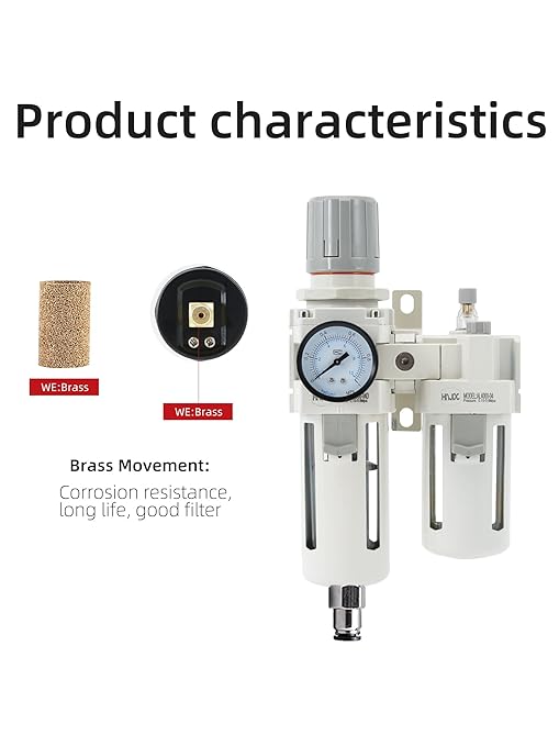1/2" PT Compressed Air Filter Regulator Lubricator Combo Water/Oil Trap Separator Air Filter Pressure Regulator Manual Drainage AC4010-04D (1/2" NPT, Automatic Drainage)