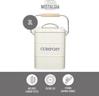 KitchenCraft Living Nostalgia Kitchen Compost Bin, Metal, 16.5 x 12 x 24 cm, Antique Cream