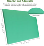 Foam Air Filter Material Sheet for Uni Filter-BF-1 BF1-14" X 17" X 5/8", 65-PPI Bulk Fine Filter Foam Sheet, Universal Reusable Air Filter for Most Motorcycle ATV Scooters, Dirt Bike,UTV-Green