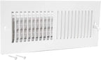 EZ-FLO 12 x 4 Inch (Duct Opening) Air Vent Cover for Wall or Ceiling, Two-Way Ventilation Register, Solid Steel HVAC Register Cover, White, 61611