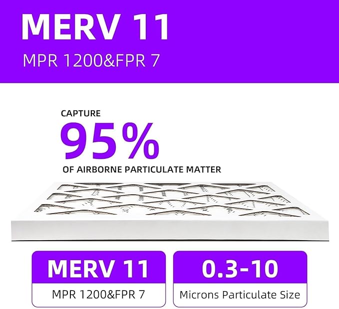 14x30x1 MERV 11 (6-Pack) MERV 11 Pleated Air Filter (Actual Size: 13.75"x29.75"x0.75") MPR 1200 & FPR 7, Furnace Air Filters