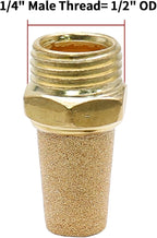 Zorfeter 10pcs Pneumatic Brass Exhaust Muffler Filter, 1/4" NPT Male Thread Hex Sintered Silencer Air Line Fitting