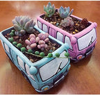 Green Bus Succulent Planter Pots, Small Plants Pot with Drainage Hole, Flower Pots Plant Containers for Home Indoor Outdoor Garden Decoration Pot