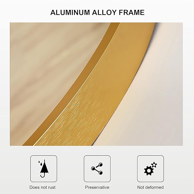 Oval LED Illuminated Bathroom Mirror, Wall-mounted Vanity Makeup Mirror with Demister Pad, 3 Dimmable Color Temperatures & Touch Control, Metal Frame Anti-Fog Lighted Wall Mirror ( Color : Golden Fram