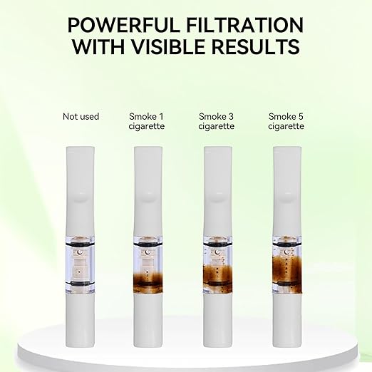 Cigarette Filters Pure White Set 10pcs Cigarette Holder Reusable Clean Tar Tobacco Filter with Multi-Filtering for Standard Size Cigarettes Ø8mm,Slim Cigarettes Ø6mm and Ø5mm