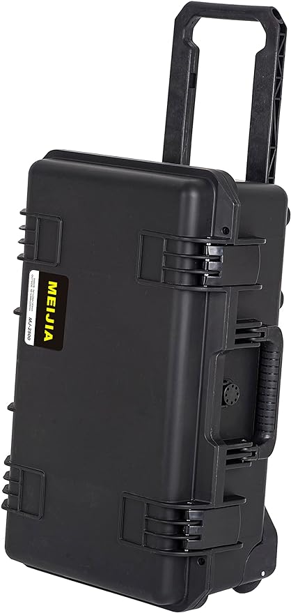 MEIJIA Premium Waterproof Hard Compact Rolling Camera Case with customizable fit foam and wheels,Full Protection with Light&Convenient Design,21.7"x14.1"x8.8",Elegant Black