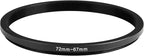 72-67mm Metal Step-Up/Down Ring Adapter Compatible with Mirrorless Cameras DSLR Lens, UV CPL ND Filter Thread Converter, Black