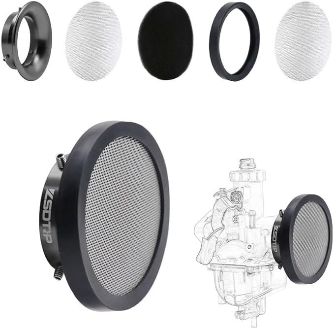 Carburetor Carb Velocity Stack 44mm Air Cleaner Filter Modified Trumpet Aluminum Alloy with Sponge Filter Steel Mesh for GY6 150cc PZ24 PZ30 PHBH Suggest Small Displacement (Titan,44mm)