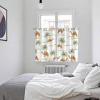 2 Panel Kitchen Cafe Curtains, Desert Camels Sunlight Filtering Nature Air Through, Home Decor Window Covering Tier Curtains for Bedroom Living Room 104W x 72L inch Tropical Date Palm Trees Animal