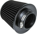KYOSTAR Universal 3" (76mm) High-Flow Air Filter, Reusable Cone Cold Air Intake, High Performance, Washable, Clamp-On Car High Flow Dry Air Kit, Flange Diameter: 3 Inch, Filter Height: 6.1 Inch, Black
