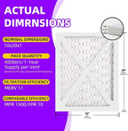 10x20x1 MERV 11 (6-Pack) Pleated Air Filter (Actual Size: 9.75"x19.75"x0.75") MPR 1200 & FPR 7, Furnace Air Filters,10x20x1 air filter