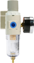 1/4" NPT Compressed Air Filter Regulator Lubricator Combo Pneumatic Air Dryer for Compressor,Water/Oil Trap Separator with Gauge(0-150 PSI), Semi-Auto Drain, Bracket