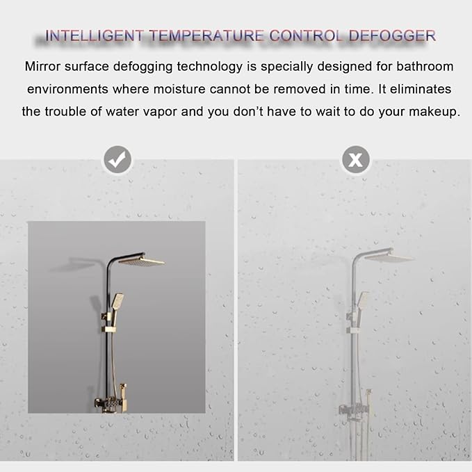 Bathroom Mirror with LED Lights，Smart Illuminated LED Bathroom Mirror，Energy-Saving LED Smart Mirrors，LED Mirror for Bathroom，with Demister Pad and Smart Touch Switch(H70*W80cm/H27.6*W31.5IN)