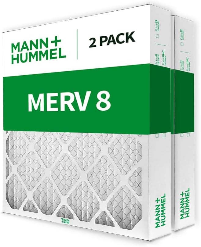 Mann+Hummel 20x20x4 MERV 8 Pleated HVAC AC Furnace Air Filters. 2 Pack. (Exact Size: 19.5 x 19.5 x 3.75 Inches)