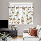 2 Panel Kitchen Cafe Curtains, Desert Camels Sunlight Filtering Nature Air Through, Home Decor Window Covering Tier Curtains for Bedroom Living Room Tropical Date Palm Trees Animal
