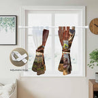 Farm Yaks Kitchen Curtains 45 Inch Length, Short Cafe Window Curtains Tab Top, Farmhouse Barn Funny Animals Butterfly Light Filtering Window Treatments Tier Drapes 27.5"x45" 2 Panel
