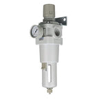 PneumaticPlus SAW600-N10BG Compressed Air Filter Regulator Piggyback Combo 1" NPT - Poly Bowl, Manual Drain, Bracket, Gauge