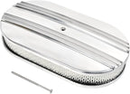 15" Polished Aluminum Air Cleaner Assembly Kit Alloy Oval Partial Half Finned with Element