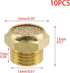 Wealrit 10 PCS Pneumatic Exhaust Mufflers, 1/4" Male Thread Hex Copper Air Muffler Silencer, 0.5" Length Industrial Muffler Filter Air Line Fitting for Compressed Air Systems, Valves, Cylinders