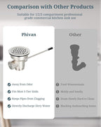 3-1/2 Inch Commercial Sink Drain with Twist Handle Kitchen Sink Opening Waste Drain Valve Stopper Prevents Sink Clogged Overflow for 1/2/3 Compartment Sink Style Drains
