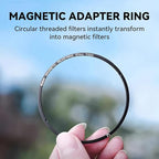 Kase 82mm Magnetic Adapter Ring, Aviation Aluminum 0.5s Snap-On Frame for CPL/ND/UV Filters, No Light Leak & Vignette, Ultra-Thin Stackable for DSLR Mirrorless Wide-Angle Vlog