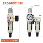 RIH Air Dryer System - 3/8”NPT Auto Drain Double Air Filters-5 Micron Particulate Filter& Air Pressure Regulator - Gauge(0-150 psi), Auto Drain, Poly Bowl,Bracket - 3 in 1 Two Unit AC3011-03D