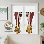 Pigs Sunflowers Bedroom Curtains 63 Inch Length, Window Curtains Tab Top, Farmhouse Red Barn Flowers Animals Light Filtering Window Treatments Drapes 42"x63" 2 Panel