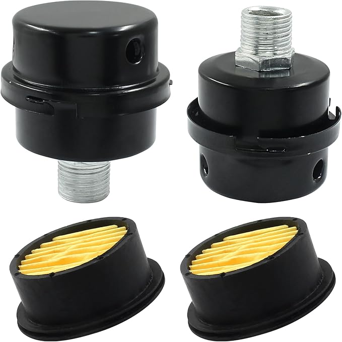 Hordion 2 Pack Air Compressor Silencer, 1/2" Thread Air Compressor Intake Filter Sound Muffler Replacement Parts 20mm for Blowers Generators Exhaust Ports