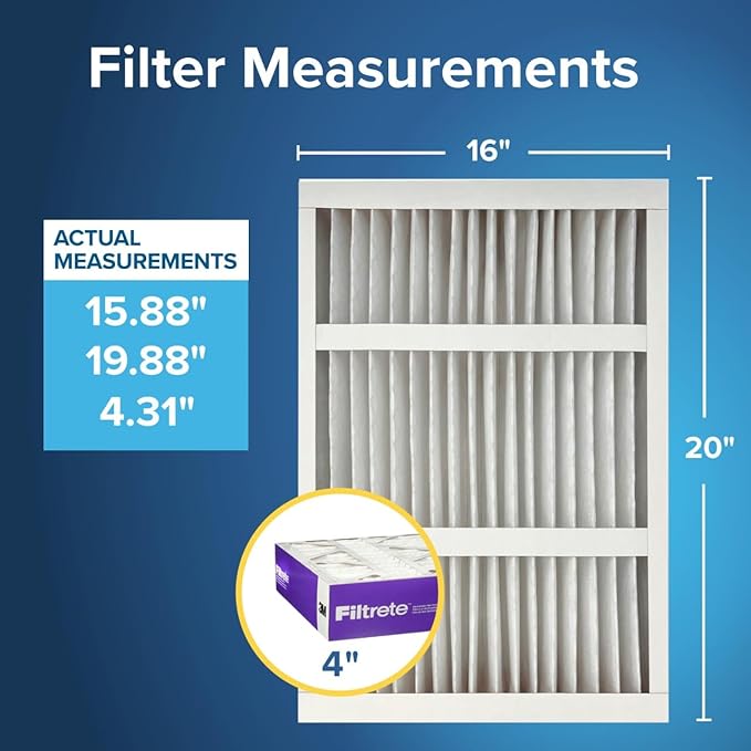 Filtrete 16x20x4 AC Furnace Air Filter, MPR 1550, MERV 12, Fits Lennox & Honeywell, Allergen, Electrostatic Air Cleaning Filter, 2-Pack (Actual Size 15.88x19.88x4.31 in)