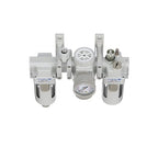 PneumaticPlus SAU300A-N03G - Dual Air System 3/8" NPT - Compressed Air Filter, Pressure Regulator & Lubricator w/Additional Free Air Port 1/4" NPT - Manual Drain, Poly Bowl