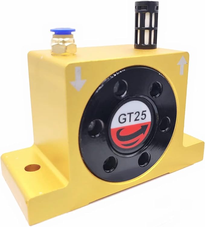GT25 Industrial Turbine Vibrators, G 1/4" Pneumatic Compressed Air Power Turbine Vibrator Wheel Type Silent Golden Industrial Turbine Vibrator with Muffler