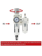 3/8" PT Compressed Air Filter Regulator Lubricator Combo Water/Oil Trap Separator Air Filter Pressure Regulator Automatic Drainage AC3010-03D (3/8" NPT, Automatic Drainage)